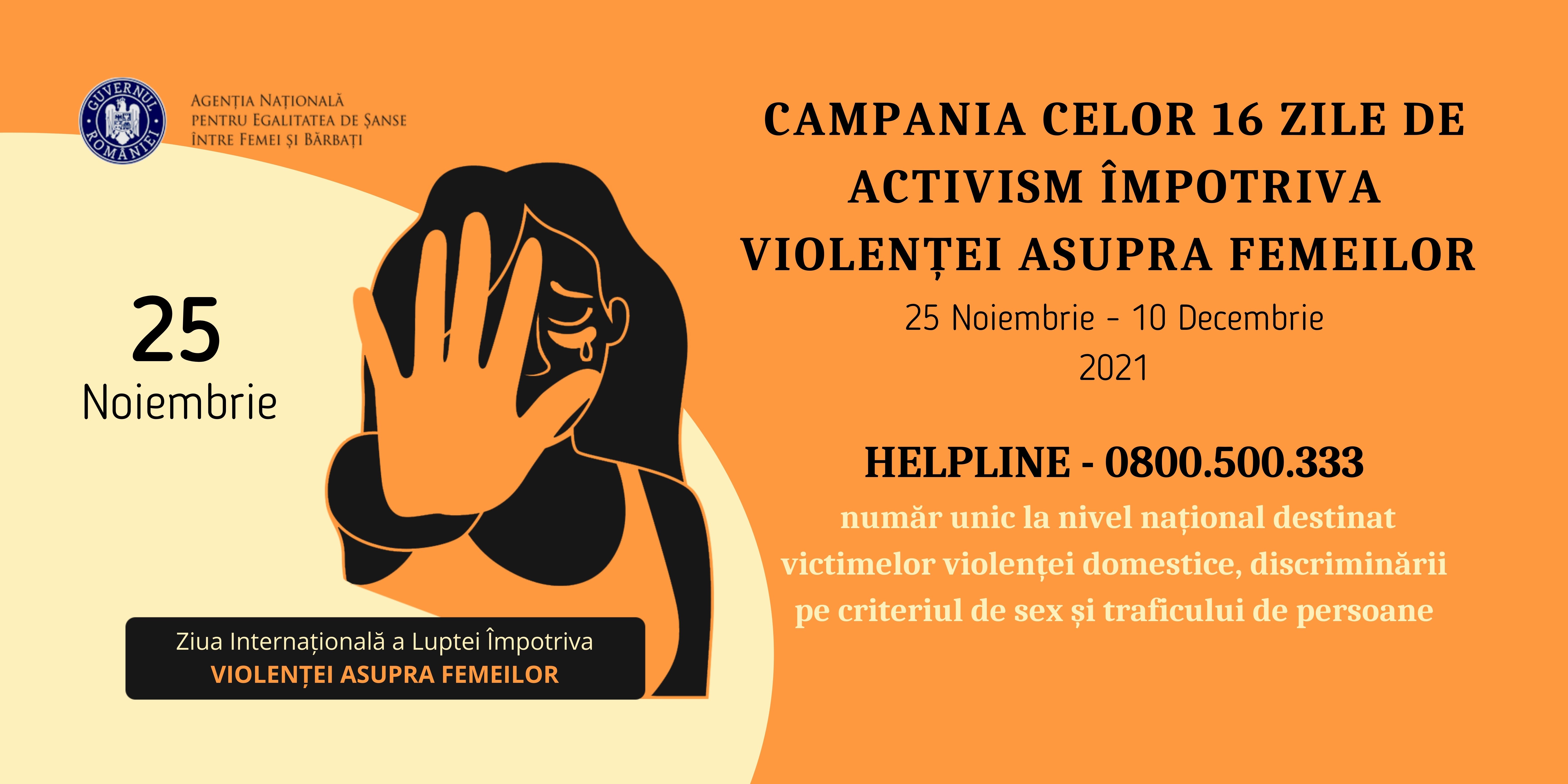 Campania celor 16 zile de activism împotriva violenței asupra femeilor